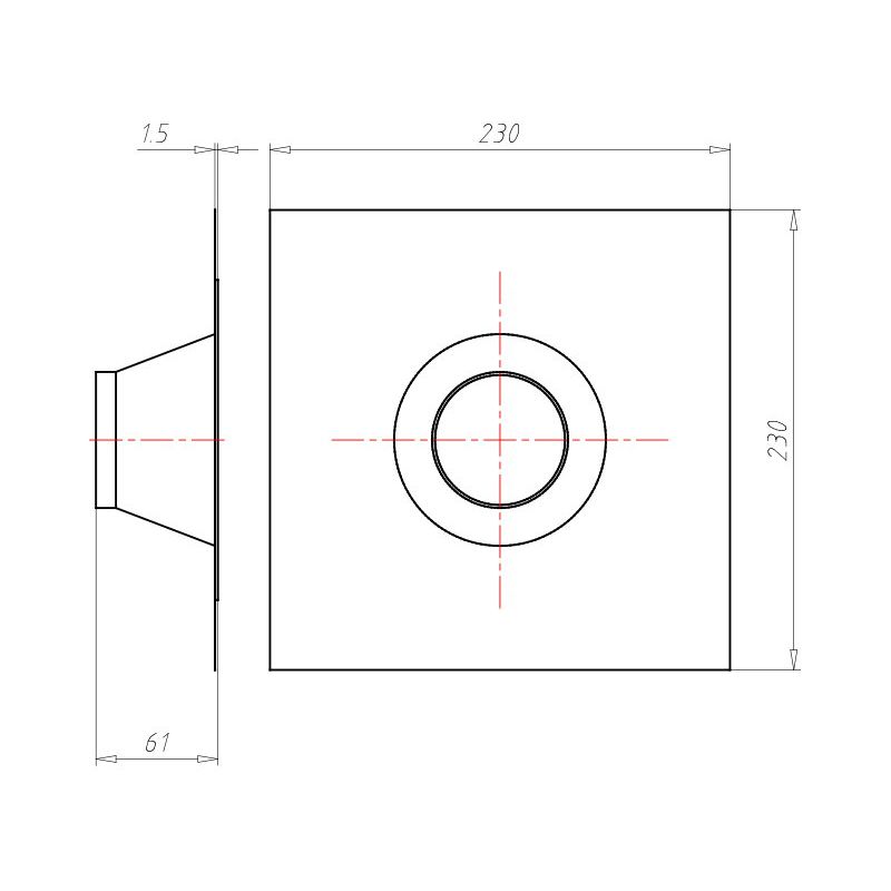Kaiser - Zubehör/Ersatzteile für Dose/Gehäuse für Montage in der Wand/Decke Rohrmanschette 9079-53 D75-90 mm Alu-Butyl