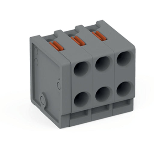 WAGO - Leiterplattenklemme 2-Leiter-Federleiste 252-303 PUSH WIRE,grau − 100 Stück