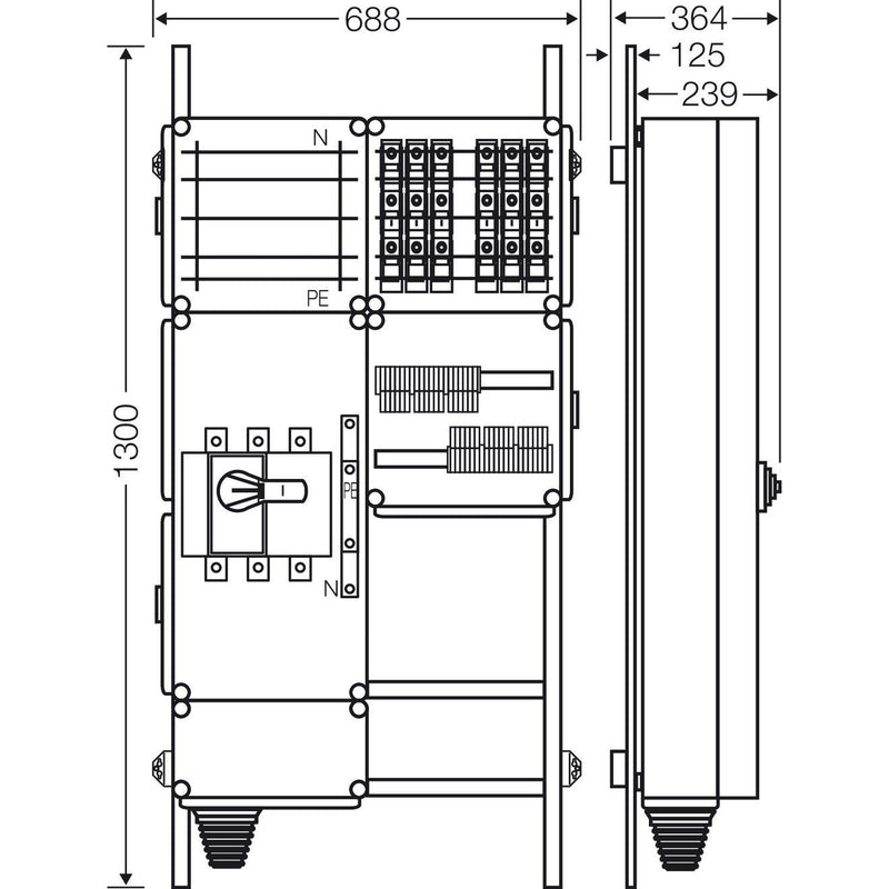 Hensel - Verteilerschrank für Energieversorgung Ladeverteiler Mi EV 11kW 6000 f.6 Ladep. a 11kW