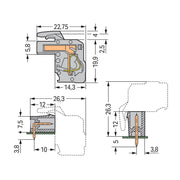 WAGO - Kabelsteckverbinder für Leiterplattensteckverbinder 1-Leiter Federleiste 732-103/026-000 CAGECLAMP 2,5mm²,gr − 100 Stück