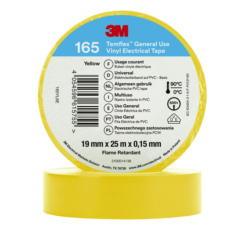 3M - Klebeband PVC Elektro-Isolierband Temflex165 gelb19X25 165YL6E