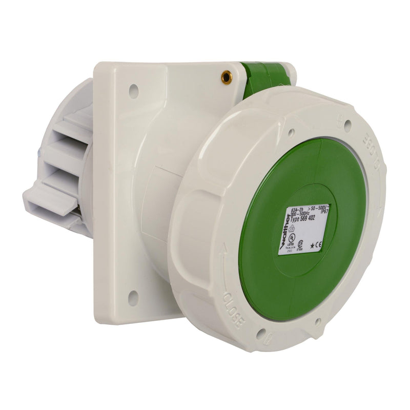 Walther Werke - CEE-Anbausteckdose (IEC 60309) Anbaudose schräg 63A 569402 4P >50-500V 2h IP67