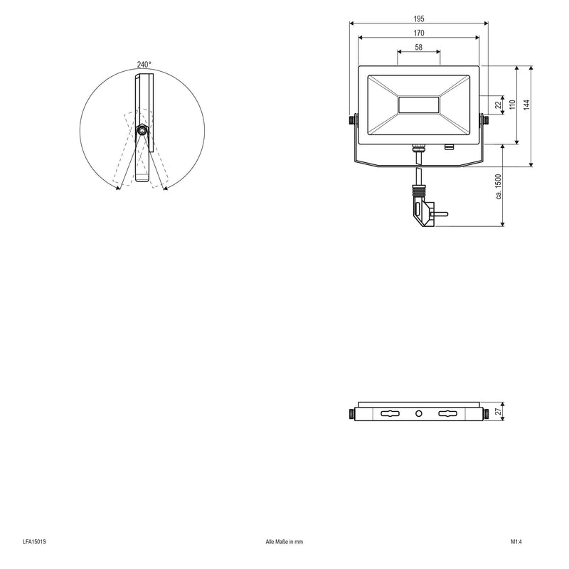 EVN Lichttechnik - Downlight/Strahler/Flutlicht LED-Fluter LFA1501S IP65, 5700K 1200lm