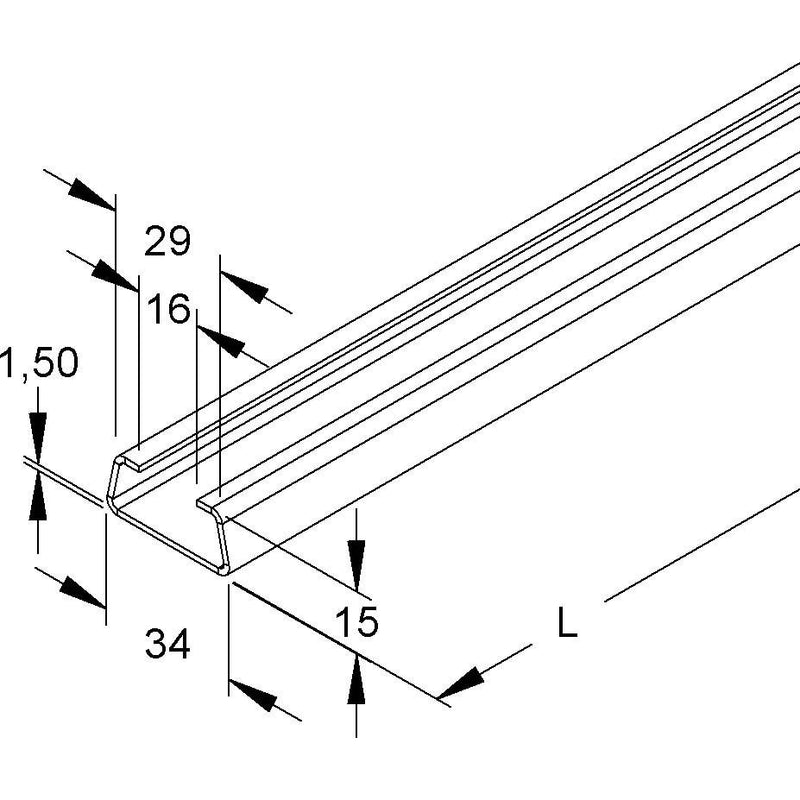 Niedax - Stiel/Profilschiene Ankerschiene 2975/6 FO − 6 Meter