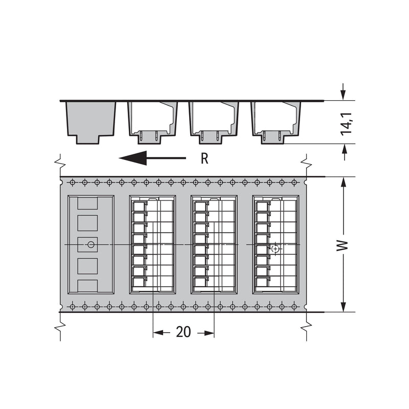 WAGO - Leiterplattenklemme THR-Leiterplattenklemme 805-303/200-604/997- Drücker,1,5mm²,sw − 160 Stück