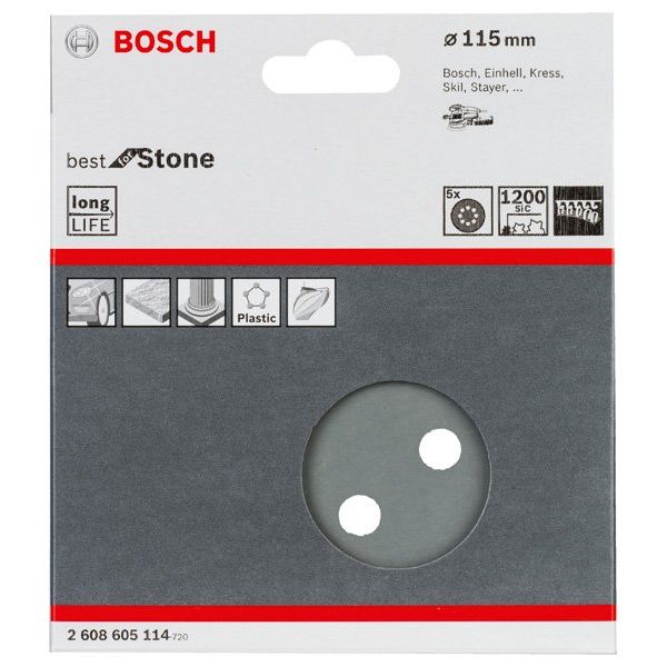 Bosch - Schleifpapier/Schleifvlies PRO F355 Schleifblatt, 115 2608605114 mm, G1200, 5-tlg