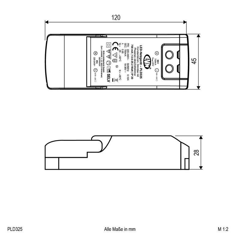 EVN Lichttechnik - LED-Betriebsgerät LED-Netzgerät PLD325 700mA