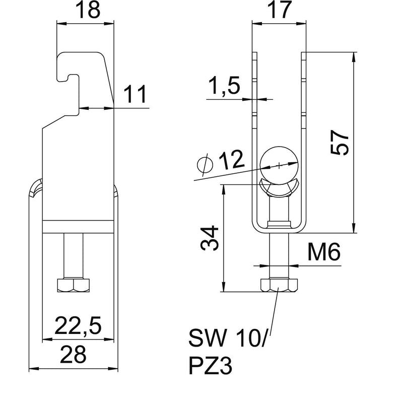 OBO Bettermann - Bügelschelle BS-U2-M-12 FT 2-fach − 50 Stück