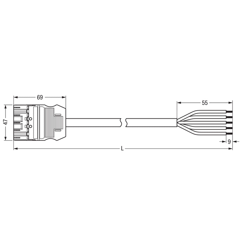 WAGO - Konfektionierte Leitung für steckbare Gebäudeinstallation konfekt. Anschlussleitung 771-9995/205-605 Eca,Stecker