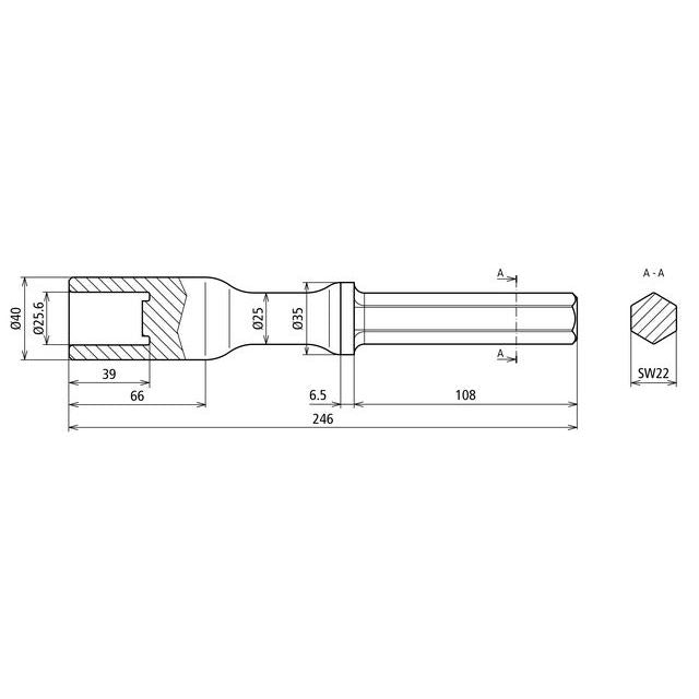 DEHN - Einschlaghilfe für Stab-/Tiefenerder Hammereinsatz HERE25SW22VHACSTBLAN f. Rohrerder D 25mm