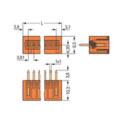 WAGO - Leiterplattensteckverbinder THT-Stiftleiste Lötstift 734-232/046-000 1,0x1,0,gerade,or − 200 Stück