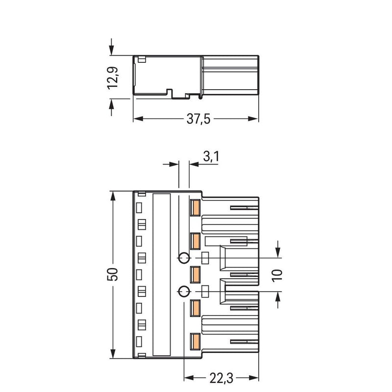WAGO - Steckverbinder für steckbare Gebäudeinstallation Stecker 770-415 0,5-4mmq schwarz − 50 Stück