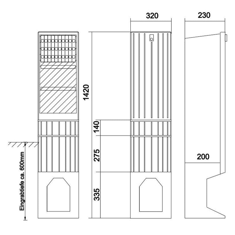 GSAB Elektrotechnik - Anschlussschrank Verteilersäule 32S1400K10xD02-3