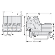 WAGO - Ein- und mehrpolige Klemmenleiste 1-Leiter-Stiftleiste 831-3208/007-9034 CAGECLAMP,10mm²,lgr − 12 Stück