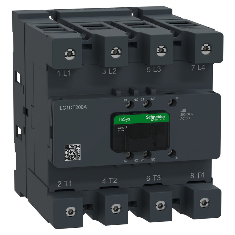 Schneider Electric - Leistungsschütz zum Schalten von Wechselstrom Schütz 4P 200A AC1 LC1DT200ALSE 200-500V AC/DC 1S1Ö