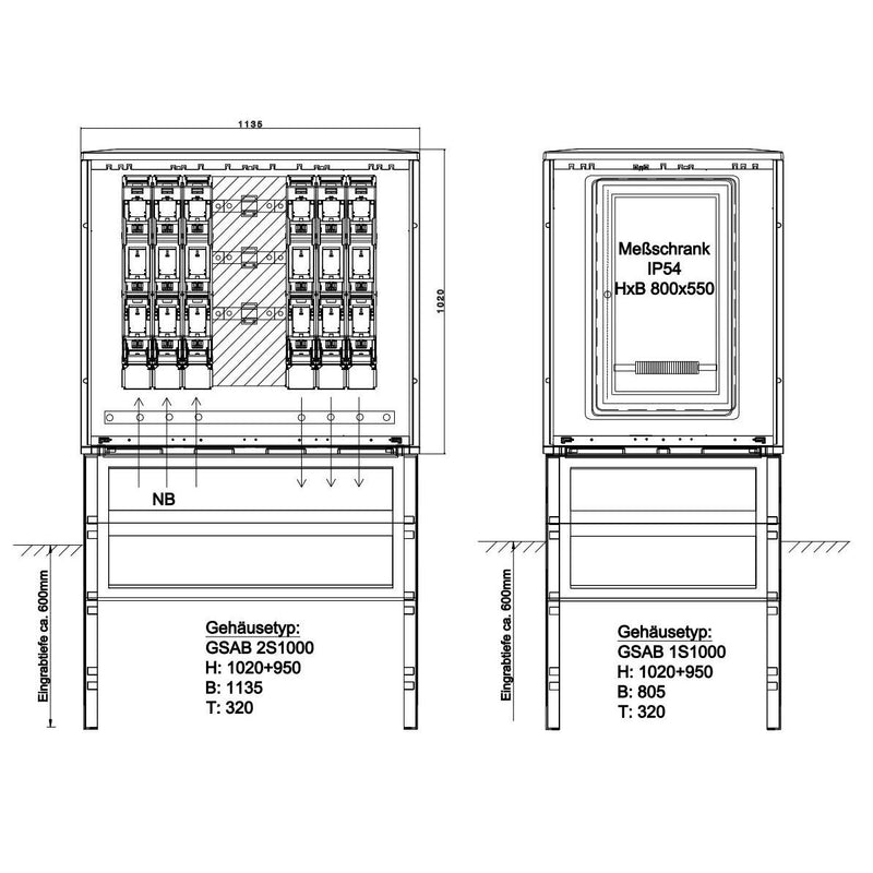 GSAB Elektrotechnik - Zähler-Komplettschrank Wandlermessung 02.W630.ZWS2 630A e.on Bayern