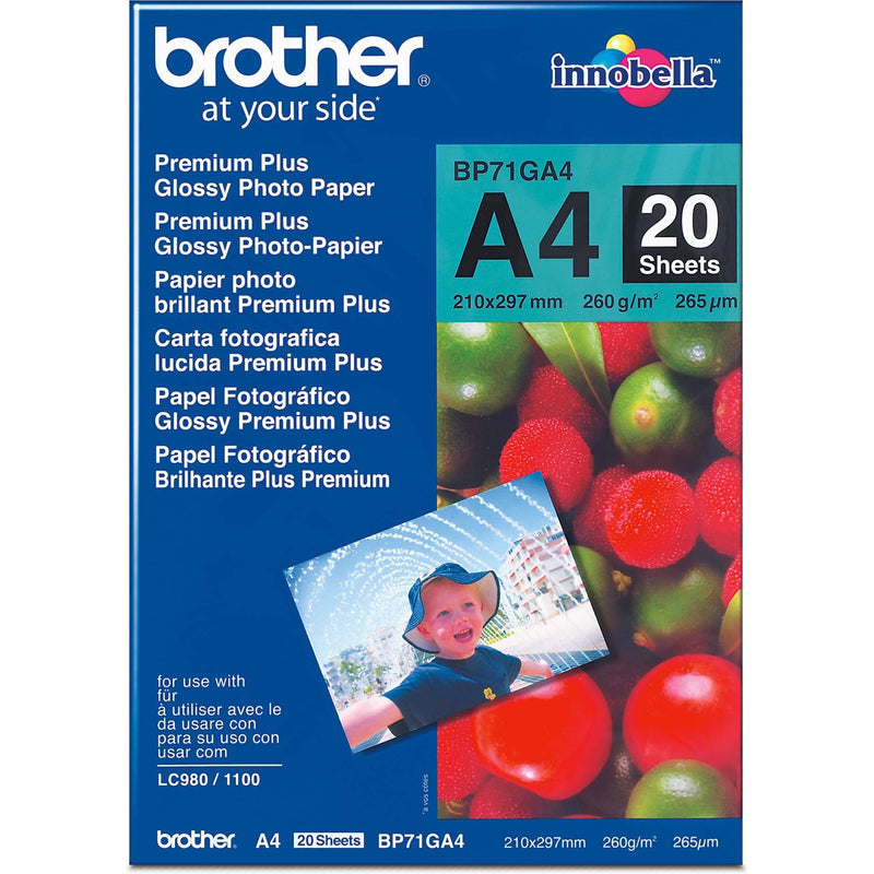 Brother - Verbrauchsmaterial für Telefax/Drucker/MFC Fotopapier A4 BP71GA4 20 Blatt