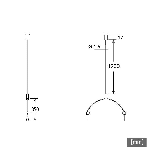 LTS Licht&Leuchten - Mechanisches Zubehör/Ersatzteile für Leuchten Drahtseil-Set 2-fach FYR-Z 104.0600-0625 1.5 m