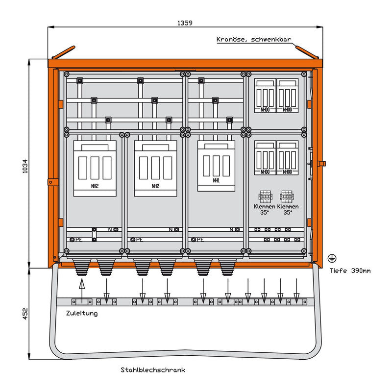 Walther Werke - Baustromverteiler Gruppenverteiler WGV0080 277kVA 6Abg.(Sila)
