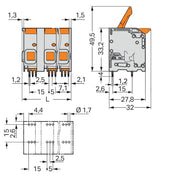 WAGO - Leiterplattenklemme Hebel 2616-1352 16mm²,grau − 44 Stück
