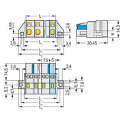 WAGO - Kabelsteckverbinder für Leiterplattensteckverbinder 1-Leiter-Federleiste 721-210/031-000 CAGECLAMP 2,5mm²,lgr − 25 Stück