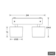LTS Licht&Leuchten - Decken-/Wandleuchte Wand-u.Deckenleuchte ORYO-WA2 202 #671994 927, DALI, sw