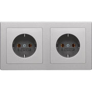 Berker - Steckdose SCHUKO-Steckdosenkombi. 47206084 2f.alu/lack m.Rahmen
