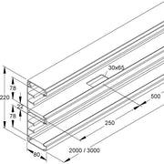 Niedax - Geräteeinbaukanal Alu-Gerätekanal DAU 220-78/3 N 3m − 6 Meter