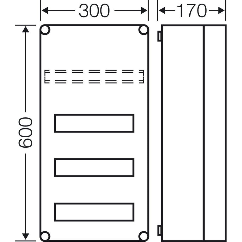 Hensel - Installationskleinverteiler Automatengehäuse Mi 1440 36TE o.PE-/N-Klemmen