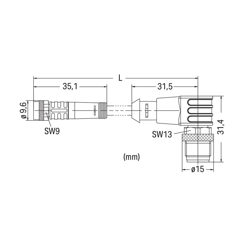 WAGO - Konfektioniertes Sensor-Aktor-Kabel Sensor-/Aktorleitung M8Bu. 756-5508/030-020 axial,M12A-St.,wink