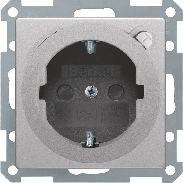 Berker - Steckdose SCHUKO-Steckdose alu/lack 47086084 m.FI-Schutzschalter