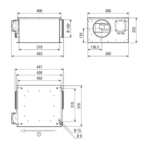 Maico - Ventilator für Rohreinbau Lüftungsbox ESR 16-3 EC DN 160, EC-Motor