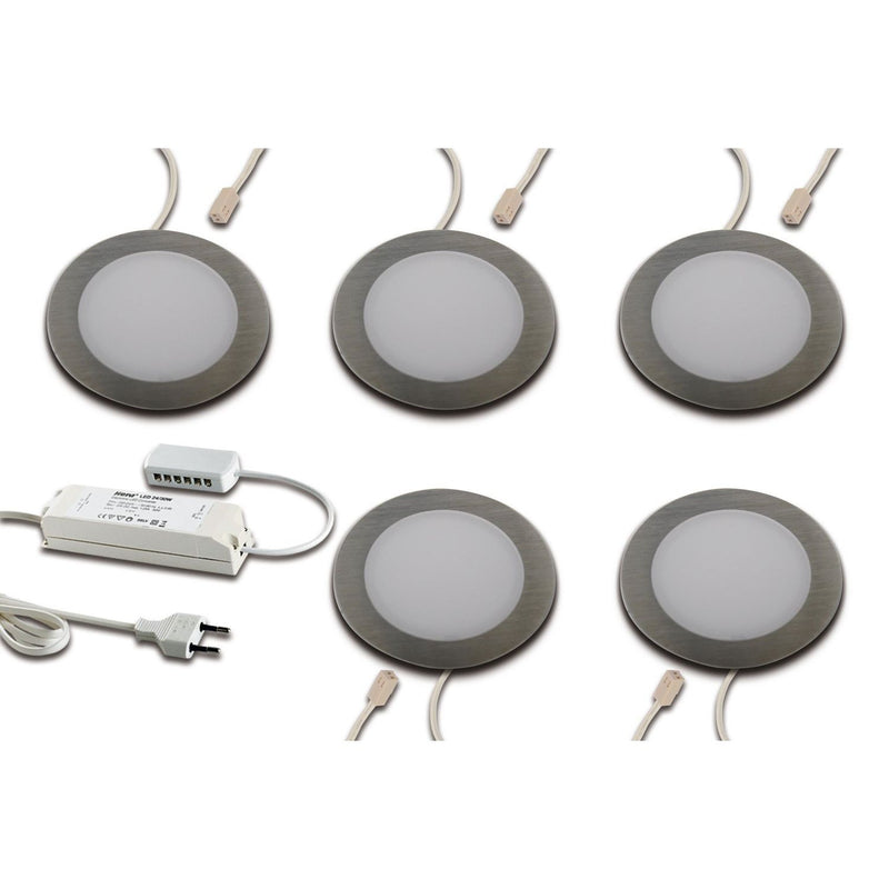 Hera - Downlight/Strahler/Flutlicht LED Einbauleuchte 5er - Set 5er Set #61060450003 nw, edelstahloptik