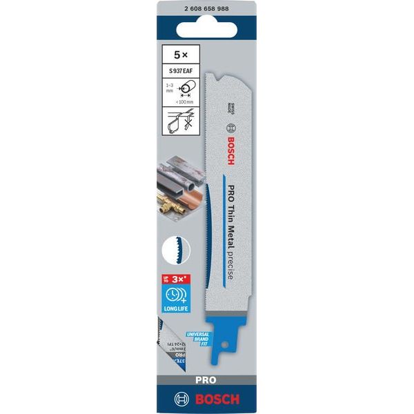 Bosch - Säbelsägeblatt PRO Thin Metal precise 2608658988VE(5) S937EAF − 5 Packung