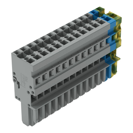 WAGO - Ein- und mehrpolige Klemmenleiste 1-Leiter-Federleiste 769-114/000-038 4mm²,gn-ge/bl/gr − 10 Stück