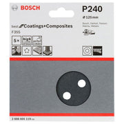 Bosch - Schleifpapier/Schleifvlies PRO F355 Schleifblatt, 125 2608605119 mm, 240, 5-tlg