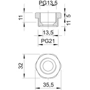 OBO Bettermann - Erweiterungs-/Reduzierring Reduktion 107 R PG21-13 PA Iso,lgr − 50 Stück