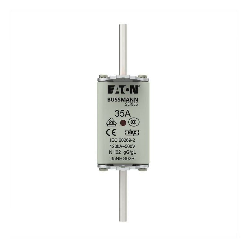 Eaton - Messersicherung Sicherungseinsatz Nieders. NH FUSE 35#35NHG02B 35A AC 500V 120kA − 3 Stück