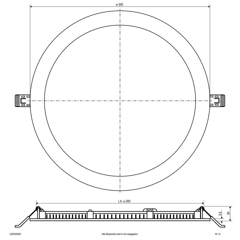 EVN Lichttechnik - Decken-/Wandleuchte LED-Einbaupanel LDR300925