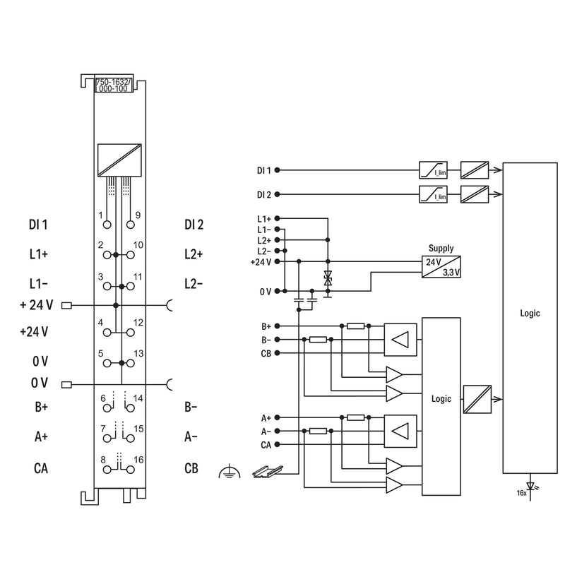 WAGO - Feldbus, Dez. Peripherie - Funktions-/Technologie-Modul Proportionalventilmodul 750-1632/000-100 2-,3-,4-Leiter-Ans