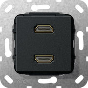 Gira - Einsatz/Abdeckung für Kommunikationstechnik HDMI 2fach Kabelpeitsche 567210 sw matt