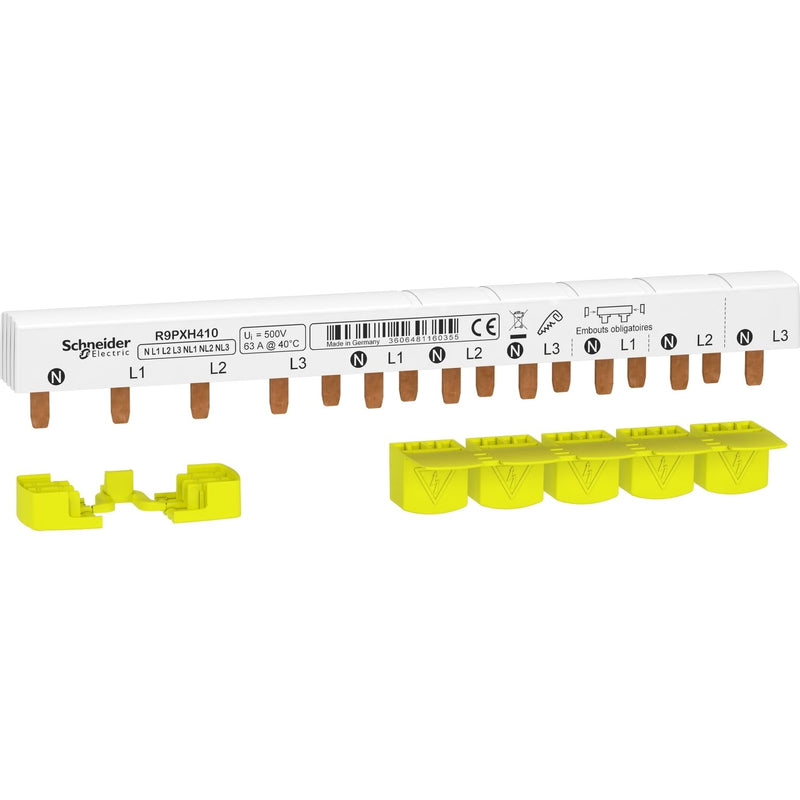 Schneider Electric - Phasenschiene Stift 4P FI R9PXH410 18mm Abstand 63A − 5 Stück