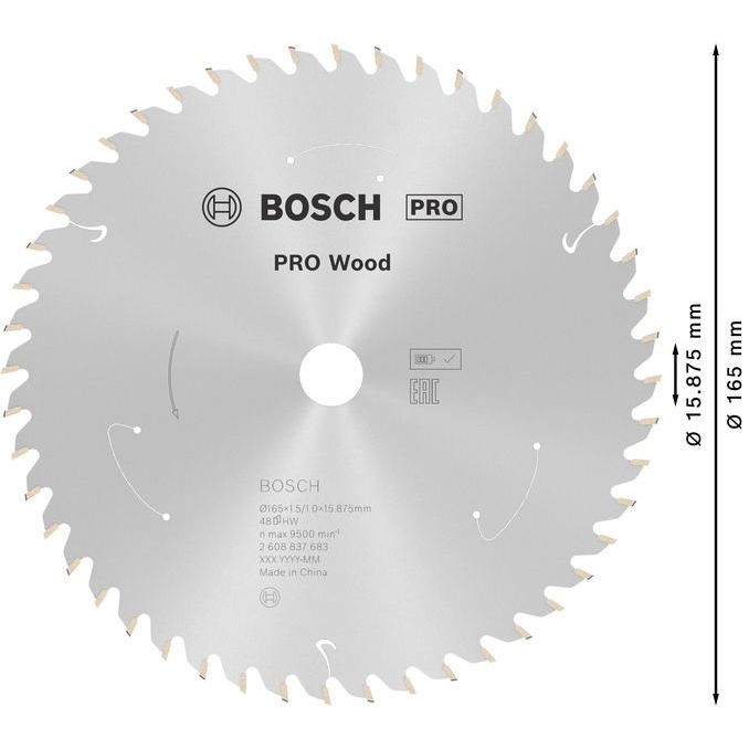 Bosch - Kreissägeblatt PRO Wood cordless 2608837683 Kreissägeblatt 165 x