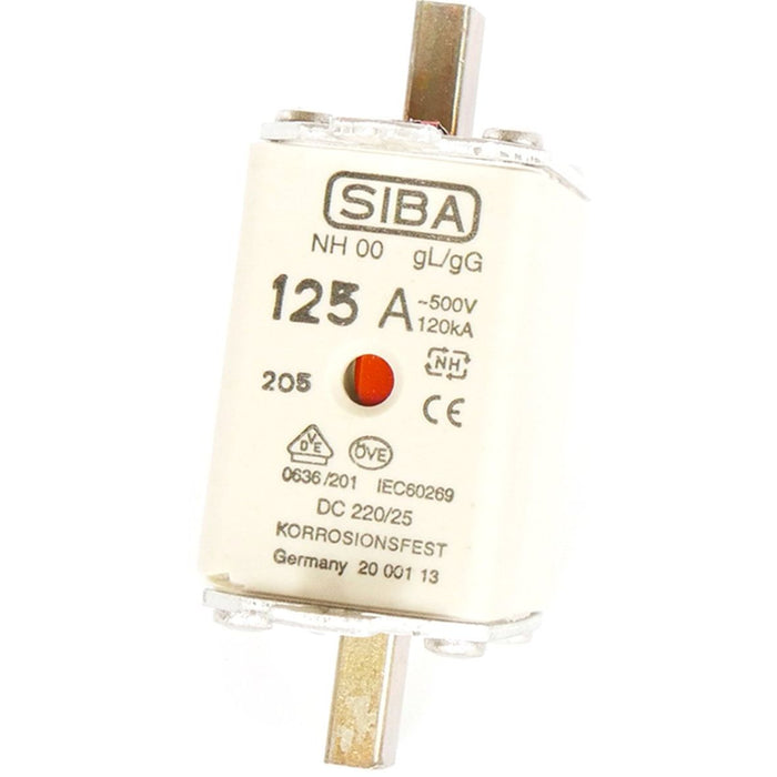 Siba - Messersicherung NH-Sicherungseinsatz 2047708.25 NH000 25A aM 690V − 3 Stück
