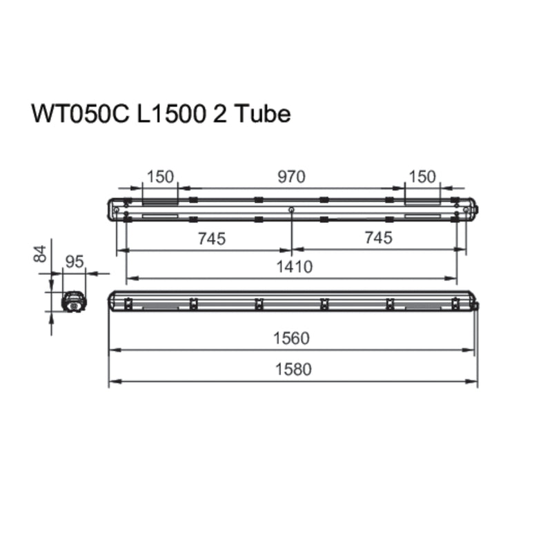 Philips Lighting - Mechanisches Zubehör/Ersatzteile für Leuchten Feuchtraumleuchte WT050C 2xTLED L1500 f. 2 LED-Tubes