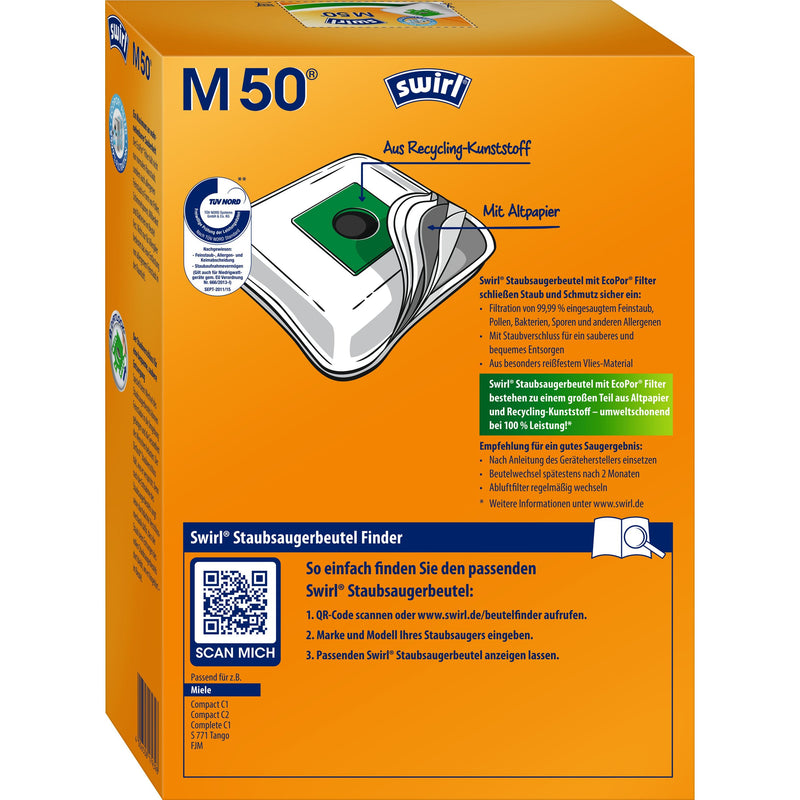 Swirl - Zubehör/Ersatzteile für Bodenpflege Staubbeutel M 50 EcoPor VE4 für Miele