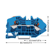 WAGO - Durchgangs-Reihenklemme 2-Leiter-Verteilerklemme 2216-7604 Drücker,16mm²,blau