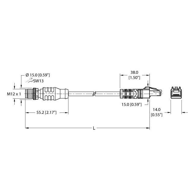 Turck - Rundsteckverbinder, feldkonfektionierbar (Industriesteckverbinder) Leitung RSSX RJ45S 860-10M f. Industr. Ethernet