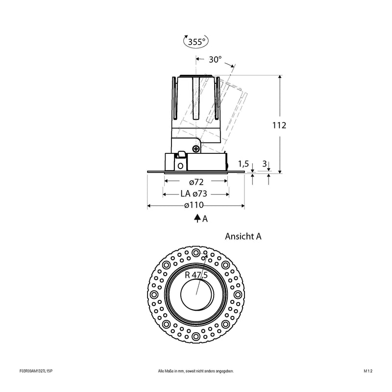 EVN Lichttechnik - Downlight/Strahler/Flutlicht LED-Einbauleuchte modular F03R09AM1327L15P Konfigurationstype