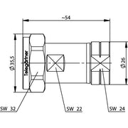 Telegärtner - Koax-Steckverbinder 7-16-Stecker SIMFIX Pro 100024409 G23 (1/2Z FLEX)